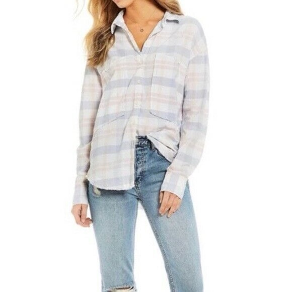 Free People Frayed Plaid Button Up - Picture 2 of 4